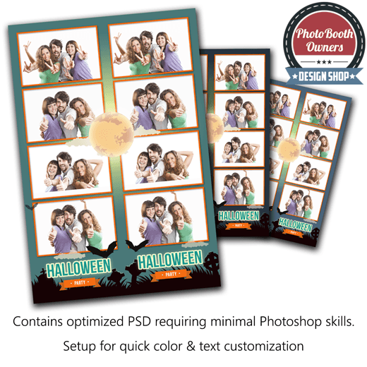Halloween Graveyard Party 4-up Strips Photo Booth Template