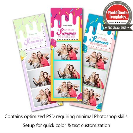 Summer Lovin' 3-up Strips Photo Booth Template