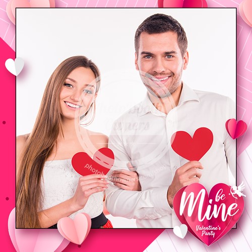 Paper Hearts Crush Square (iPad) Photo Booth Template